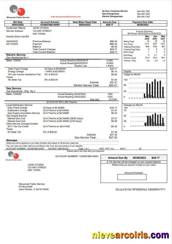 USA WPS utility bill